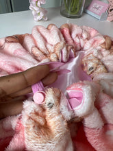 Load image into Gallery viewer, Pink Bears Valentines Day Adjustable Plush Bonnet