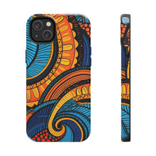 Load image into Gallery viewer, Ankara Blue Swirls Tough iPhone Cases