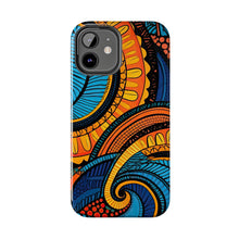 Load image into Gallery viewer, Ankara Blue Swirls Tough iPhone Cases