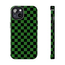 Load image into Gallery viewer, Green & Black Checker board Anime Tough iPhone Cases sizes 7-15