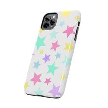 Load image into Gallery viewer, Multicolored Pastel stars, white Tough iPhone Cases