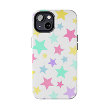 Load image into Gallery viewer, Multicolored Pastel stars, white Tough iPhone Cases