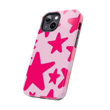 Load image into Gallery viewer, Hot Pink stars, light pink Tough iPhone Cases
