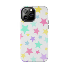 Load image into Gallery viewer, Multicolored Pastel stars, white Tough iPhone Cases
