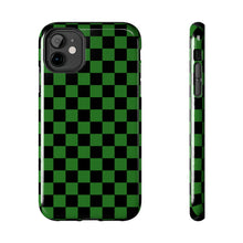 Load image into Gallery viewer, Green & Black Checker board Anime Tough iPhone Cases sizes 7-15
