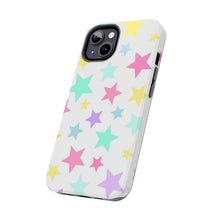 Load image into Gallery viewer, Multicolored Pastel stars, white Tough iPhone Cases