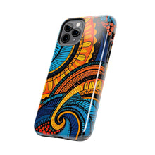 Load image into Gallery viewer, Ankara Blue Swirls Tough iPhone Cases