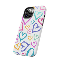 Load image into Gallery viewer, Multicolor hearts, White Tough iPhone Cases