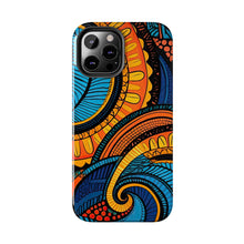 Load image into Gallery viewer, Ankara Blue Swirls Tough iPhone Cases