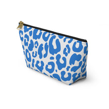 Load image into Gallery viewer, Blue & White Leopard Make-Up Case/Travel Case/Accessory Pouch w T-bottom