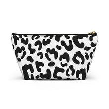 Load image into Gallery viewer, White & Black Leopard Make-Up Case/Travel Case/Accessory Pouch w T-bottom