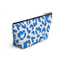 Load image into Gallery viewer, Blue & White Leopard Make-Up Case/Travel Case/Accessory Pouch w T-bottom