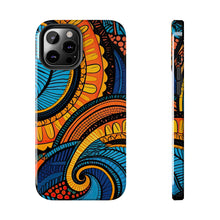 Load image into Gallery viewer, Ankara Blue Swirls Tough iPhone Cases
