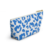 Load image into Gallery viewer, Blue & White Leopard Make-Up Case/Travel Case/Accessory Pouch w T-bottom