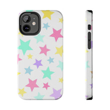 Load image into Gallery viewer, Multicolored Pastel stars, white Tough iPhone Cases