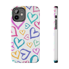 Load image into Gallery viewer, Multicolor hearts, White Tough iPhone Cases