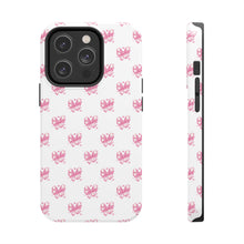 Load image into Gallery viewer, Pink bow white, Gloss Tough iPhone Case