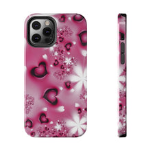 Load image into Gallery viewer, Black hearts hot pink Tough iPhone Cases