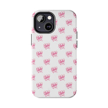 Load image into Gallery viewer, Pink bow white, Gloss Tough iPhone Case