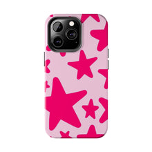 Load image into Gallery viewer, Hot Pink stars, light pink Tough iPhone Cases