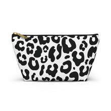 Load image into Gallery viewer, White & Black Leopard Make-Up Case/Travel Case/Accessory Pouch w T-bottom