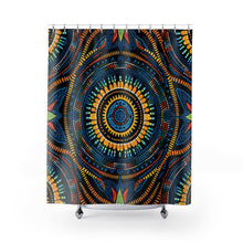 Load image into Gallery viewer, High Quality Blue & Yellow Ankara Shower Curtain