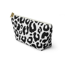 Load image into Gallery viewer, White & Black Leopard Make-Up Case/Travel Case/Accessory Pouch w T-bottom