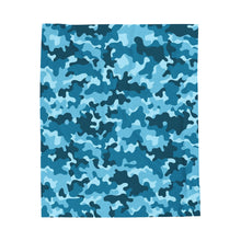 Load image into Gallery viewer, Teal Cammo Velveteen Plush Blanket 50x60