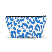 Load image into Gallery viewer, Blue & White Leopard Make-Up Case/Travel Case/Accessory Pouch w T-bottom