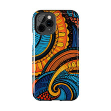 Load image into Gallery viewer, Ankara Blue Swirls Tough iPhone Cases