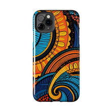 Load image into Gallery viewer, Ankara Blue Swirls Tough iPhone Cases