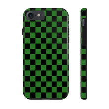 Load image into Gallery viewer, Green & Black Checker board Anime Tough iPhone Cases sizes 7-15
