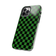 Load image into Gallery viewer, Green & Black Checker board Anime Tough iPhone Cases sizes 7-15