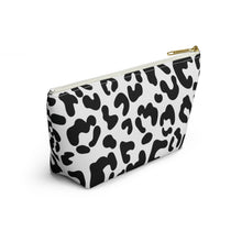 Load image into Gallery viewer, White & Black Leopard Make-Up Case/Travel Case/Accessory Pouch w T-bottom