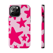 Load image into Gallery viewer, Hot Pink stars, light pink Tough iPhone Cases