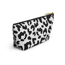 Load image into Gallery viewer, White & Black Leopard Make-Up Case/Travel Case/Accessory Pouch w T-bottom