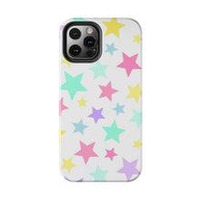 Load image into Gallery viewer, Multicolored Pastel stars, white Tough iPhone Cases