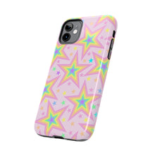 Load image into Gallery viewer, Rainbow stars, Light pink Tough iPhone Cases