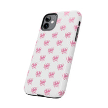 Load image into Gallery viewer, Pink bow white, Gloss Tough iPhone Case