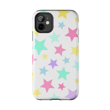 Load image into Gallery viewer, Multicolored Pastel stars, white Tough iPhone Cases