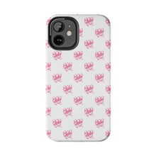 Load image into Gallery viewer, Pink bow white, Gloss Tough iPhone Case