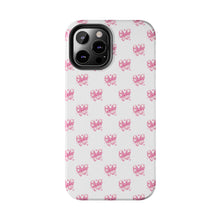 Load image into Gallery viewer, Pink bow white, Gloss Tough iPhone Case