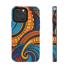 Load image into Gallery viewer, Ankara Blue Swirls Tough iPhone Cases