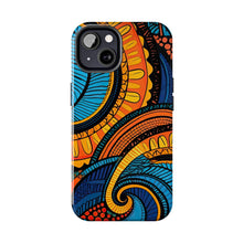 Load image into Gallery viewer, Ankara Blue Swirls Tough iPhone Cases