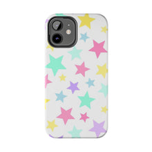 Load image into Gallery viewer, Multicolored Pastel stars, white Tough iPhone Cases