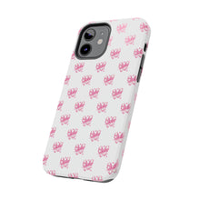 Load image into Gallery viewer, Pink bow white, Gloss Tough iPhone Case