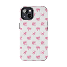 Load image into Gallery viewer, Pink bow white, Gloss Tough iPhone Case
