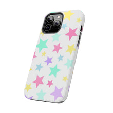 Load image into Gallery viewer, Multicolored Pastel stars, white Tough iPhone Cases