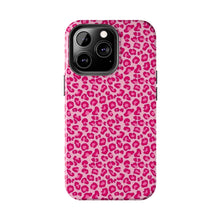 Load image into Gallery viewer, Hot pink leopard print Tough iPhone Cases