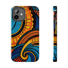 Load image into Gallery viewer, Ankara Blue Swirls Tough iPhone Cases